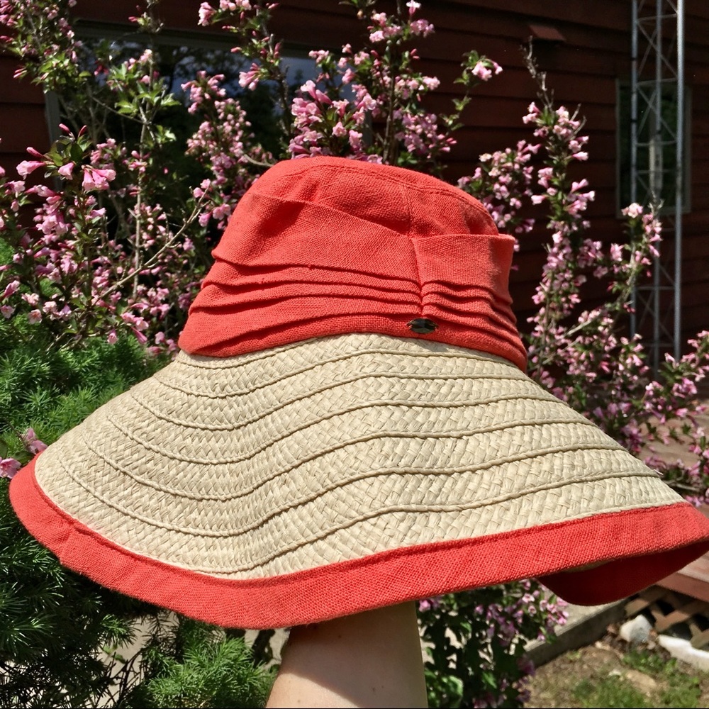 🌺NORDSTROM CORAL BEIGE STRAW SUN HAT🌺